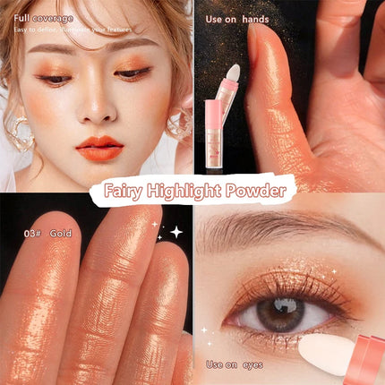 Fairy Powder Highlighter Stick High gloss glitter Shimmering Contour Blush for Brightening and Defining Your Features concealer