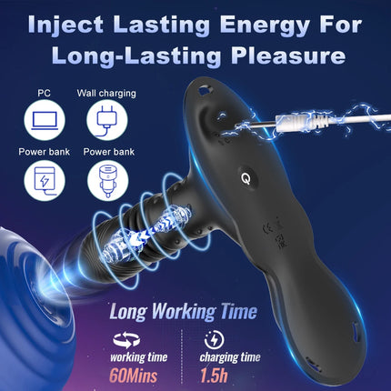 Electrically Inserted Prostate Massaging Device, Double-Vibration False Penis, Masturbation Device, Anal Stimulation, Adult Toy
