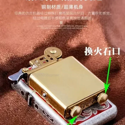 ZORRO 790 Genuine Ultra-thin Windproof Original Copper Lighter Double-sided Engraved Wheel Lighter Lighter Men's High-end Gifts