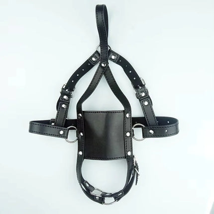 BDSM Leather Ball Gag Silicone, Slave Head Harness Muzzle Bondage Gear,Sex Toys For Couples,Adult Games