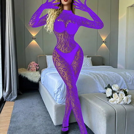 Toucheart Erotic Mesh Bodysuit Leopard Print Hollow Out Sexy Uniform Women Body Shaping See-through Seductive Hot Flirt Bodysuit