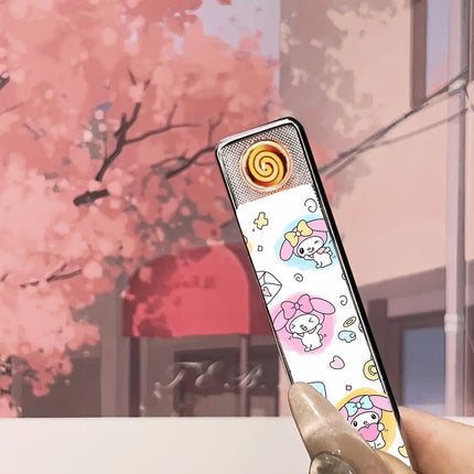 Kuromi USB Charging Lighter, Hello Kitty Ultra Thin Windproof Lighter, Ins High Beauty Creative Personalized Cigarette Lighter