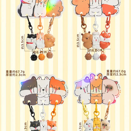 3Pcs Cartoon Rabbit Holding Fox Hug Puppy Keychain Magnetic Snap Animal Keys Chain Sets for Couple Friends Gift Keyring