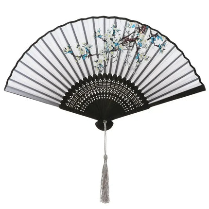 Retro Flower Pattern Home Decoration Elegent Bamboo Folding Fan Chinese Style Painting Handheld Fan Dance Performance Props
