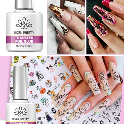 BORN PRETTY 10ml Transfer Foil Nail Gel Polish Semi-Permanant Varnish For Adhesive Sticker Soak Off UV LED Gel Nail Art Manicure