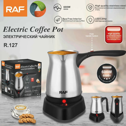 Turkish Coffee Pot with Handle Stainless Steel Electric Heater Coffee Maker Water Kettle 500ml