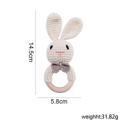 Baby Toy Set Crocheted Rabbit Rattle Toy Infant Musical Instrument Wooden Push Toy Newborn Montessori Educational Toy Baby Gift