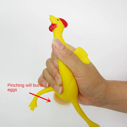 1PC Funny Fidgets Keychains Novelty Antistress Squeeze Laying Egg Chicken Toys Keyring Surprise Squishy Kids Children Toys