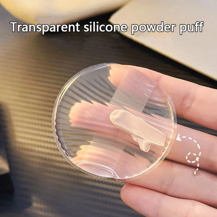 1pcs，Transparent silicone powder puff, super soft jelly air cushion powder puff, dry and wet sunscreen liquid foundation puff