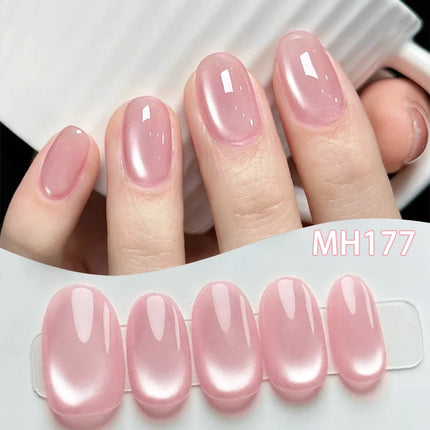 10ml Pink Glass Bead Cat Magnetic Gel Nail Polish Semi Permanent UV LED Gel Varnish Soak Off Nail Art Decorations Nail Supplies
