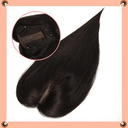 100% Remy Human Hair Natural Hair Topper HairPieces for Women Silk Base 3Clip in Toppers Hair Swiss Lace Hair Topper Breathable