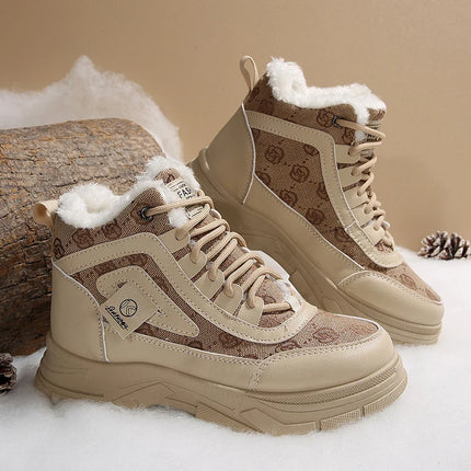 Plus Size 45 Fashion Winter Sneakers for Women Plush Warm White Platform Sports Shoes Woman High Top Thick Sole Vulcanized Shoes