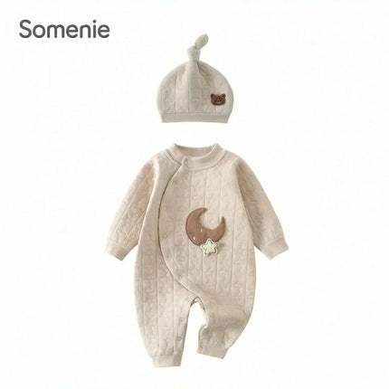 Somenie 2026 new Baby Jumpsuit Clothes Winter Thickening 100% Cotton  Boys Girls Bear Romper Infant Onesie Spring Trend