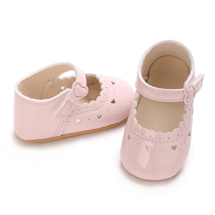 Solid Color Baby Girl Mary Jane Shoes With Soft Rubber Sole Anti Slip Spring And Autumn Princess Shoes Suitable For 0-18M Babies