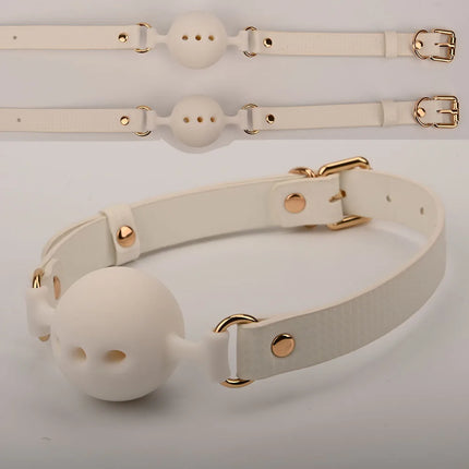 BDSM Gags Airflow Holes,Silicone Mouth Gags Ball Bondage Restraints,Sex Toys for Couples,SM Adult Games