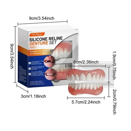 False Teeth One Application, Comfortable New Silicone False Teeth Veneers，No Surgery or Braces Needed.