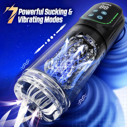 IPX7 LED Automatic Male Masturbator Cup 7 Sucking Rotating Licking Thusting Modes Pocket Pussy Stroker Blowjob Sex Toys For Men