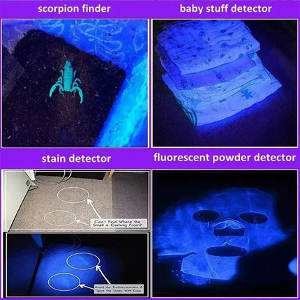 Mini LED 395nm UV Flashlight Rechargeable Waterproof Black Light Torch for Pet Urine Stain Detection Scorpion and Fluorescent