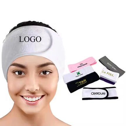 50pcs Customize Logo Spa Facial Hairband Terry Cloth Head Band Stretch Towel Color Washable Facial Good Spa Headband Makeup