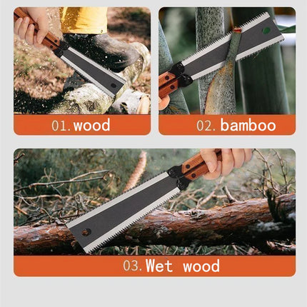 Multifunctional Folding Butterfly Saw Household Small Hand-held Logging Saw Woodworking Tool Saw Double-sided Grinding Hand Saw