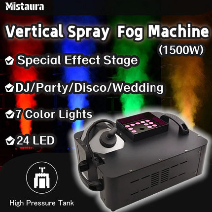 1500W Vertical Spray Smoke Machine Remote Control Fog Machine Special Effect Stage Equipment for DJ Disco Party Wedding