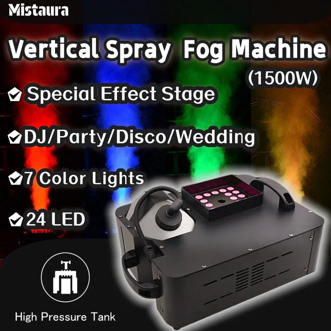 1500W Vertical Spray Smoke Machine Remote Control Fog Machine Special Effect Stage Equipment for DJ Disco Party Wedding