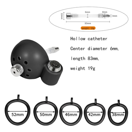 Male Chastity Cage Reusable Hollow Catheter with Concealed Lock Comfortable Cock Ring Device Invisible Wear Urethral Plug