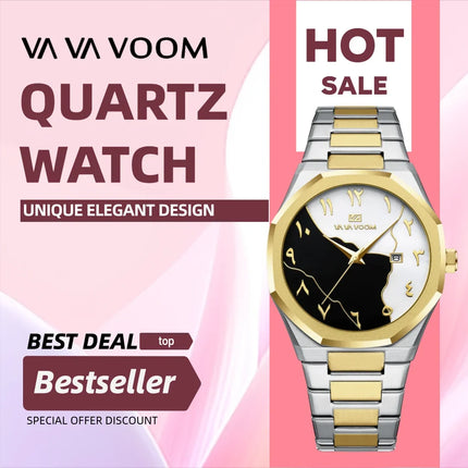 Top Brand Men Watch Marble Dial 42mm Arabic Scale Clock Silver Stainless Steel Quartz Movement Sports Business Wristatch for Men