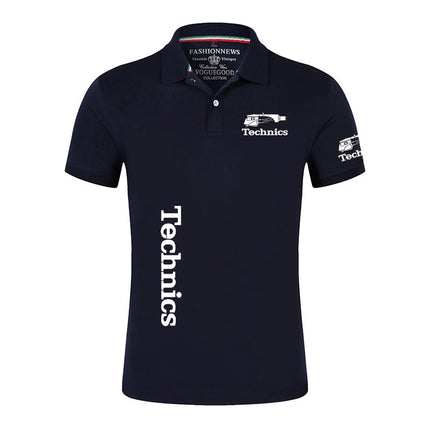 2025 Summer Men's Technics DJ Logo Print Popular High-Quality Lapel Collar Design Solid Color Comfortable Breathable Polo Shirt