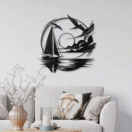 Nautical Home Gift Idea - Waterproof Sailboat Metal Wall Decoration for Modern Spaces