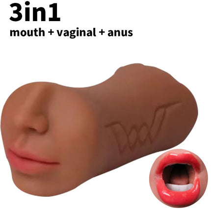 3-in-1 male sex toy, masturbation cup, male adult sex toy, tight vagina, anus, mouth, oral sex, male masturbation toy