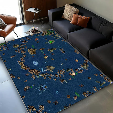 3D HOMM3 Heroes of Might and Magic Map Treasure Chest Retro Game Carpet Rug for Living Room Bedroom Home Sofa, Non-slip Floor Mat