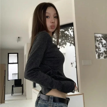 2024 Autumn Winter Long Sleeves Korean Fashion Style O-neck T-shirt for Women Fake Two-Piece T-shirts Ladies Top Tee Clothes
