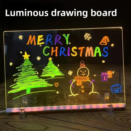 DIY Acrylic Board with Colour Pens LED Note Board Kid Drawing Toy LED Drawing Board Luminous Blackboard Wordpad with Night Light