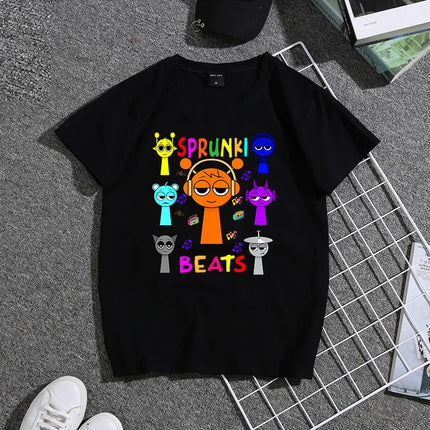 Summer Sprunkis Game Cotton Kids T-shirt Cute Anime Printed Tee Top Short Sleeve Kawaii Boy Girl Streetwear Children Clothes