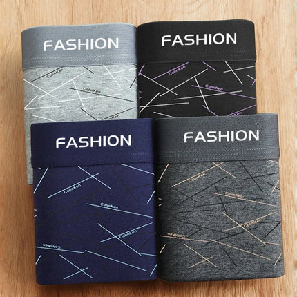 4 pieces of men's Underwear, fashionable trend high-stretch boxer shorts, breathable soft sports men's Underwear