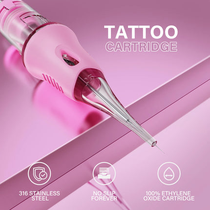 FAMISOO 10PCS Tattoo Cartridge Needles Professional RL Tattoo Cartridge Needle for Eyebrows Lip Permanent Makeup Tattoo Supplies