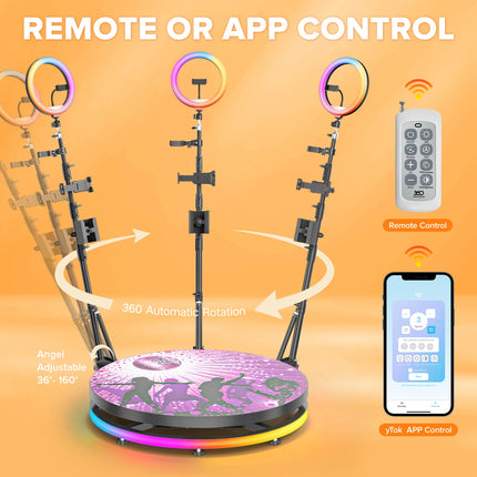 Rotating 360 Video Photo Booth Machine For Parties Events With Flight Case Free Customize Logo RGB Ring Light App/Remote Control