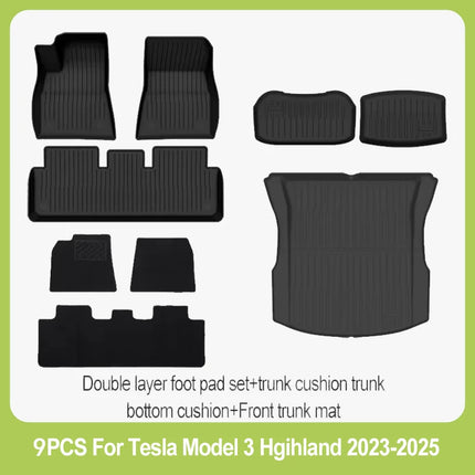 Car Floor Mats Cargo Liner For Tesla Model 3 Highland 2024-2026 Waterproof Anti-slip Trunk Mat TPE Pads All Weather Floor Liners
