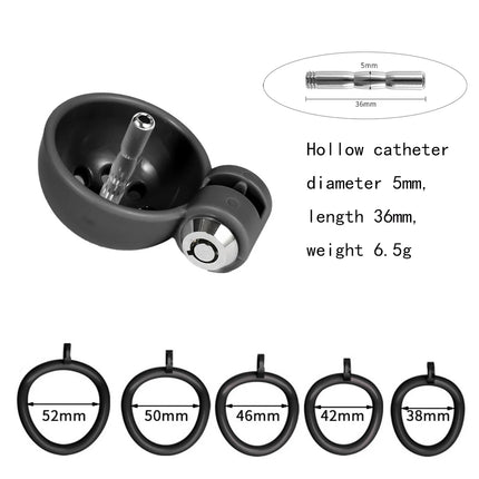 Male Chastity Cage Reusable Hollow Catheter with Concealed Lock Comfortable Cock Ring Device Invisible Wear Urethral Plug