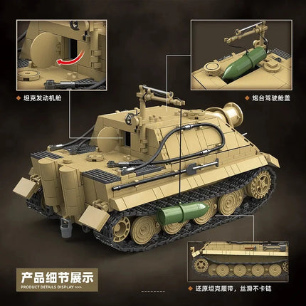 Army Sturmtiger Tank Building Blocks Scene Of Military Weapons Bricks Model Assembly Desk Decoration Toy Gifts 1394PCS
