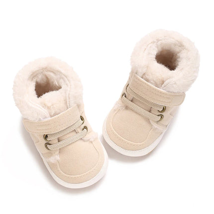 HAIZHIW 0-18M NEW Winter Baby Boys Girls High Tops Sneakers Rubber Anti-Slip Sole Fleece for Warmth Infant Newborn Shoes