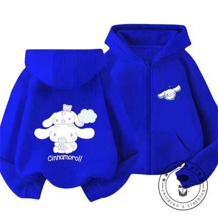 Fashion Casual 2026 Cinnamoroll Zipper Hooded Sweatshirt 3-14Y Boys Girls Autumn Winter Cute Kawaii Cartoon Street Hot Outdoor