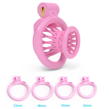 ABS Negative Chastity Cage for Men Cock Lock Lightweight Sissy Mini Male Chastity Lock with 4 Size Penis Rings Adults Toys