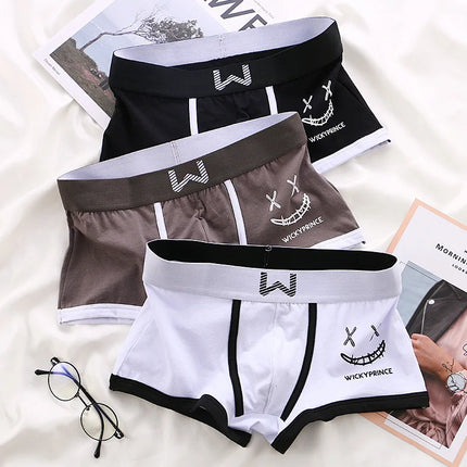 1/3/4 Pcs Mens Underwear Cotton Men Boxer Panties U-convex Man Breathable Underpants Sexy Comfort Male Boy Smiling Face Boxers