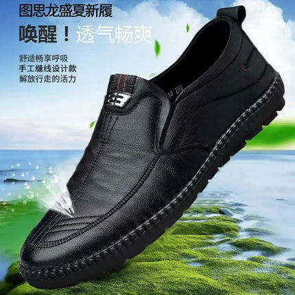 Mens Leather Loafers Non Slip Walking Flats Breathable Outdoor Slip on Casual Shoes for Male Work Office Driving Sneakers2