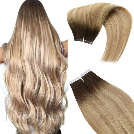 Moresoo Virgin Tape in Hair Extensions 100% Real Human Hair 2.5g/pcs Natural Straight High Quality 12 Months Hair Tape ins