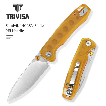 TRIVISA Dragonfly Pocket Knife for Men, 14C28N Blade PEI Handle Folding EDC, Camping Hunting Hiking Outdoor Tool with Clip Gifts