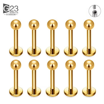 10Pc/50Pc G23 Ttianium Labret Ear Lip Stud Jewelry Square CZ Stone Cartilage Tragus Earring Tongue studs Threaded Body Jewelry