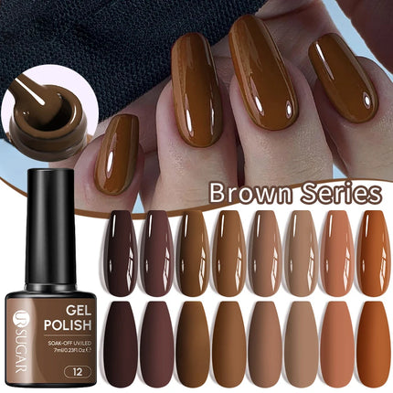 UR SUGAR 7ML Autumn Nail Gel Brown Series All For Manicure Gel Nail Polish Semi Permanent Soak Off LED UV Nail Art Varnishes